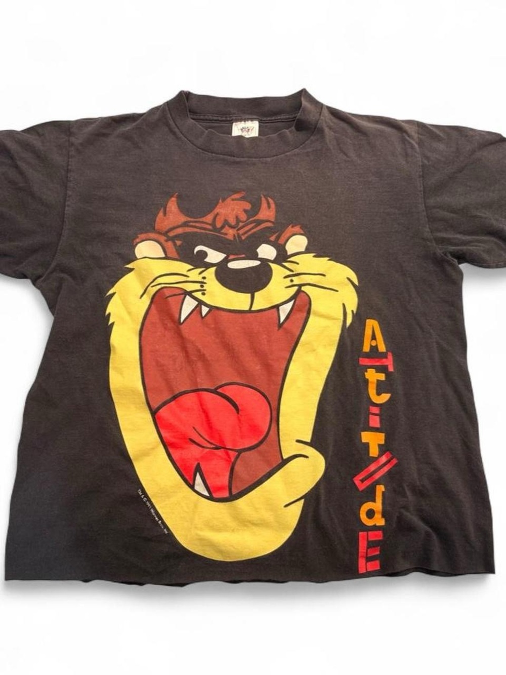 Vintage Black Tee with Yellow and Red Taz Graphic